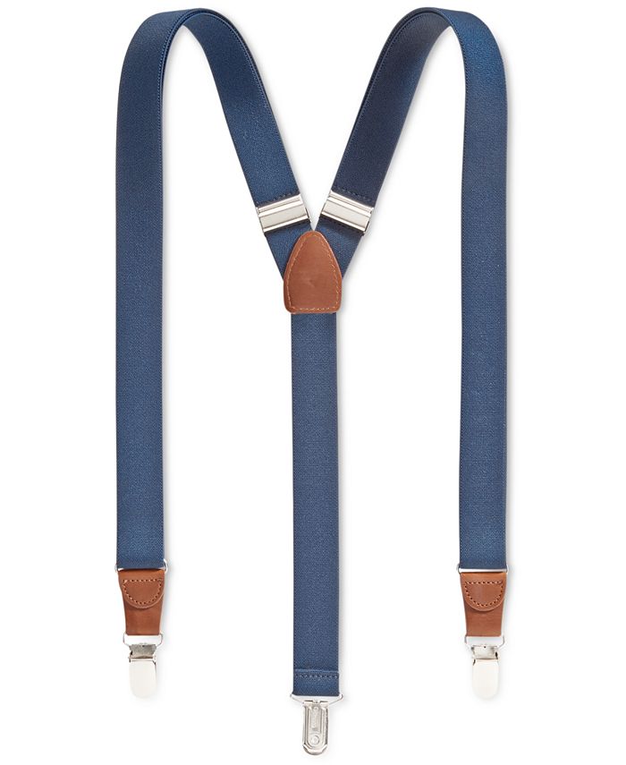 Brooks Brothers Men's Adjustable Suspenders Braces Attachment Blue Stripes