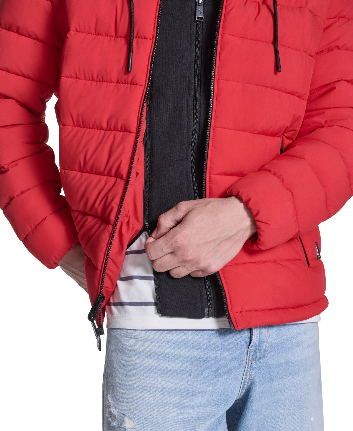 Converse Men's Lightweight Hooded Bib Puffer Jacket