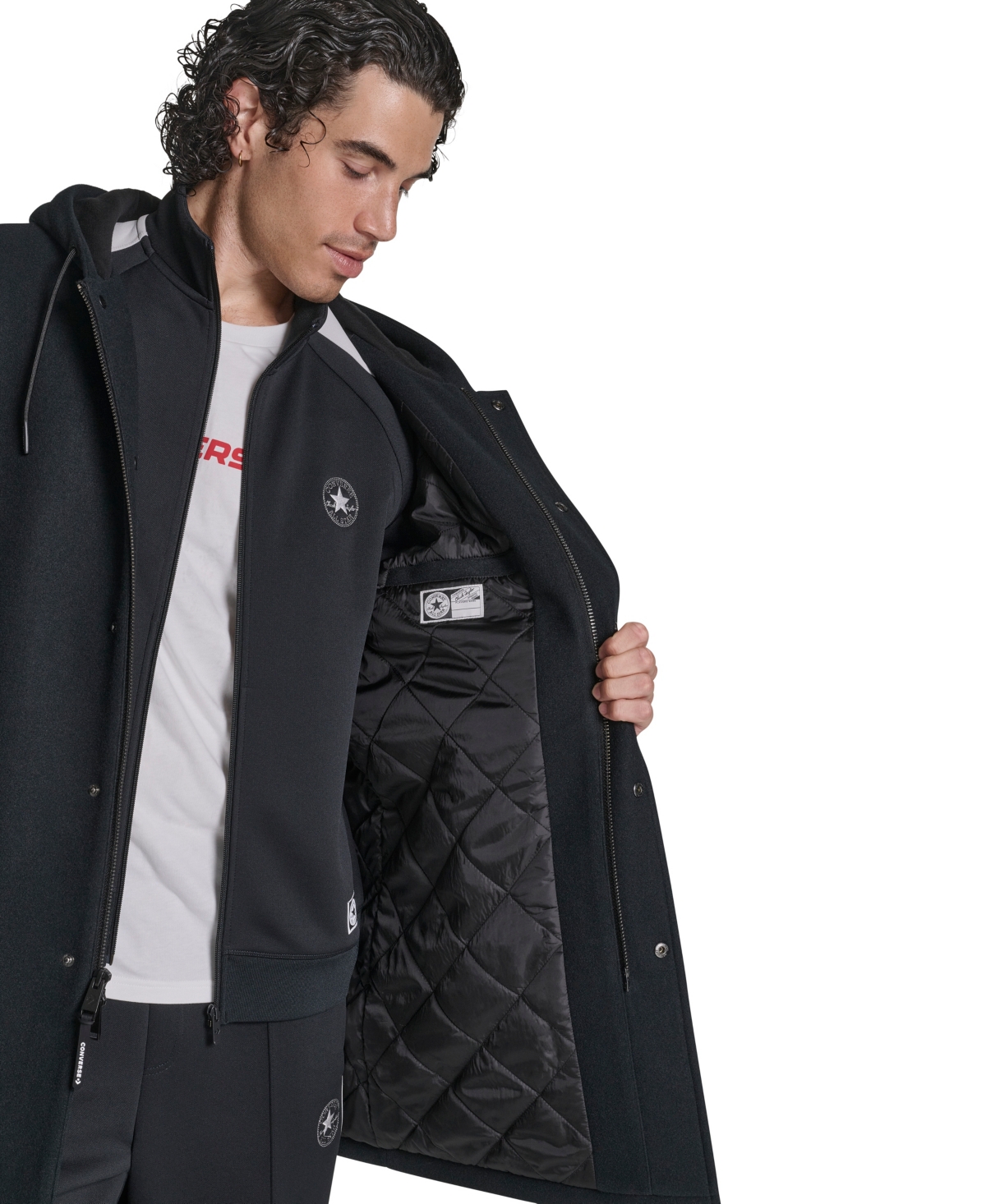 Converse Men's Hooded Varsity Long-Sleeve Jacket