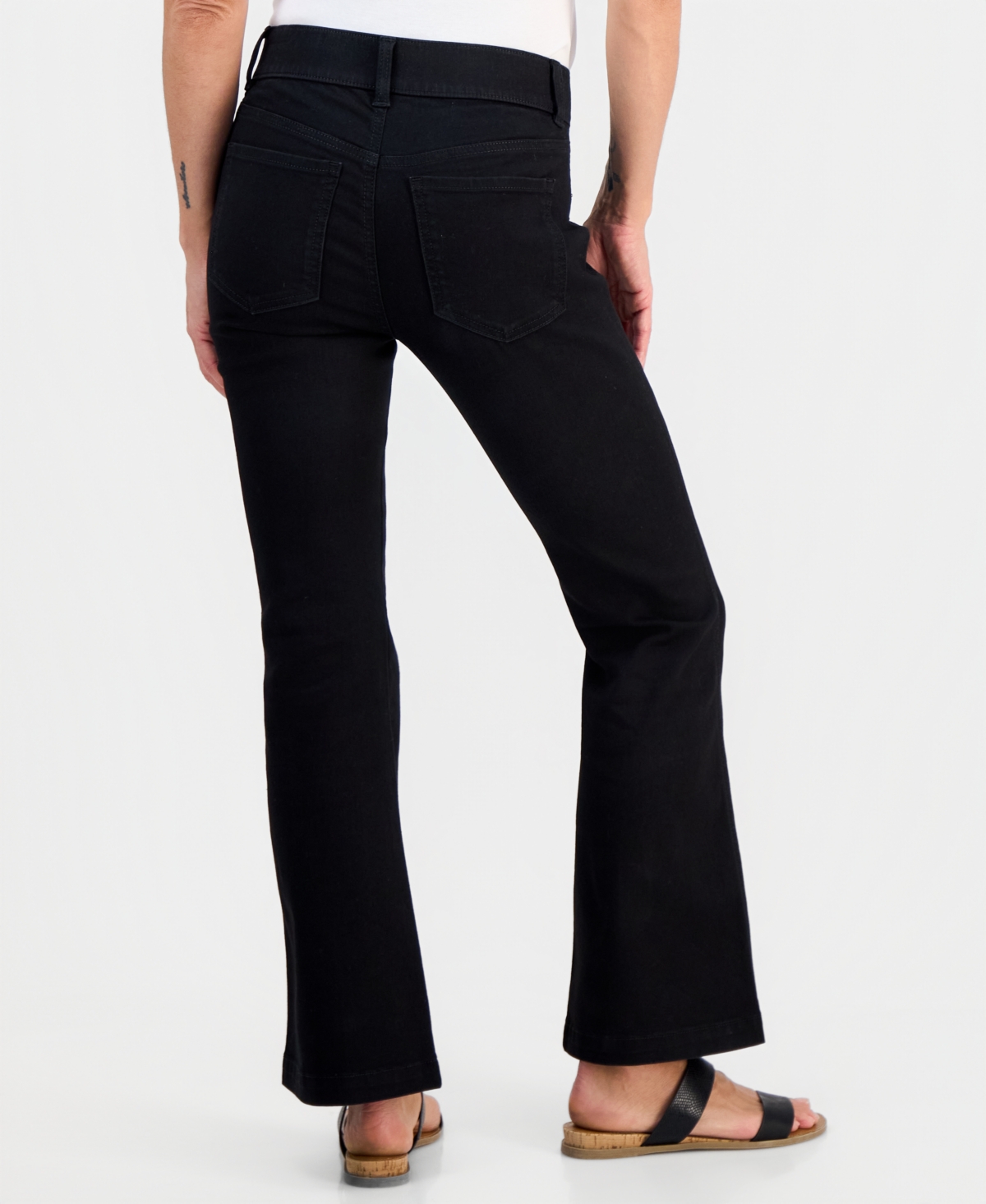 Style & Co Petite Pull-on Shaping High-rise Bootcut Jeans, Macy's Exclusive In Black