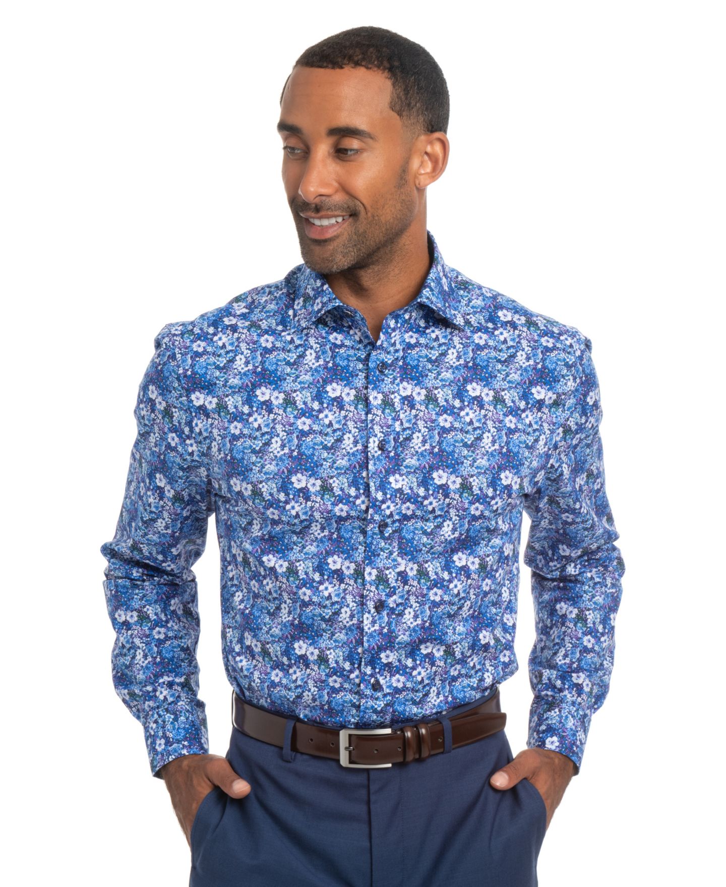 Мужская рубашка Nick Graham Hillside Floral Modern-Fit, цвет: Тёмно-синий — фото 2