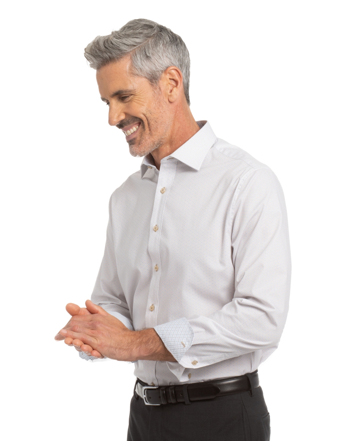 Nick Graham Men's Jasmine Floral Modern Fit Shirt In White