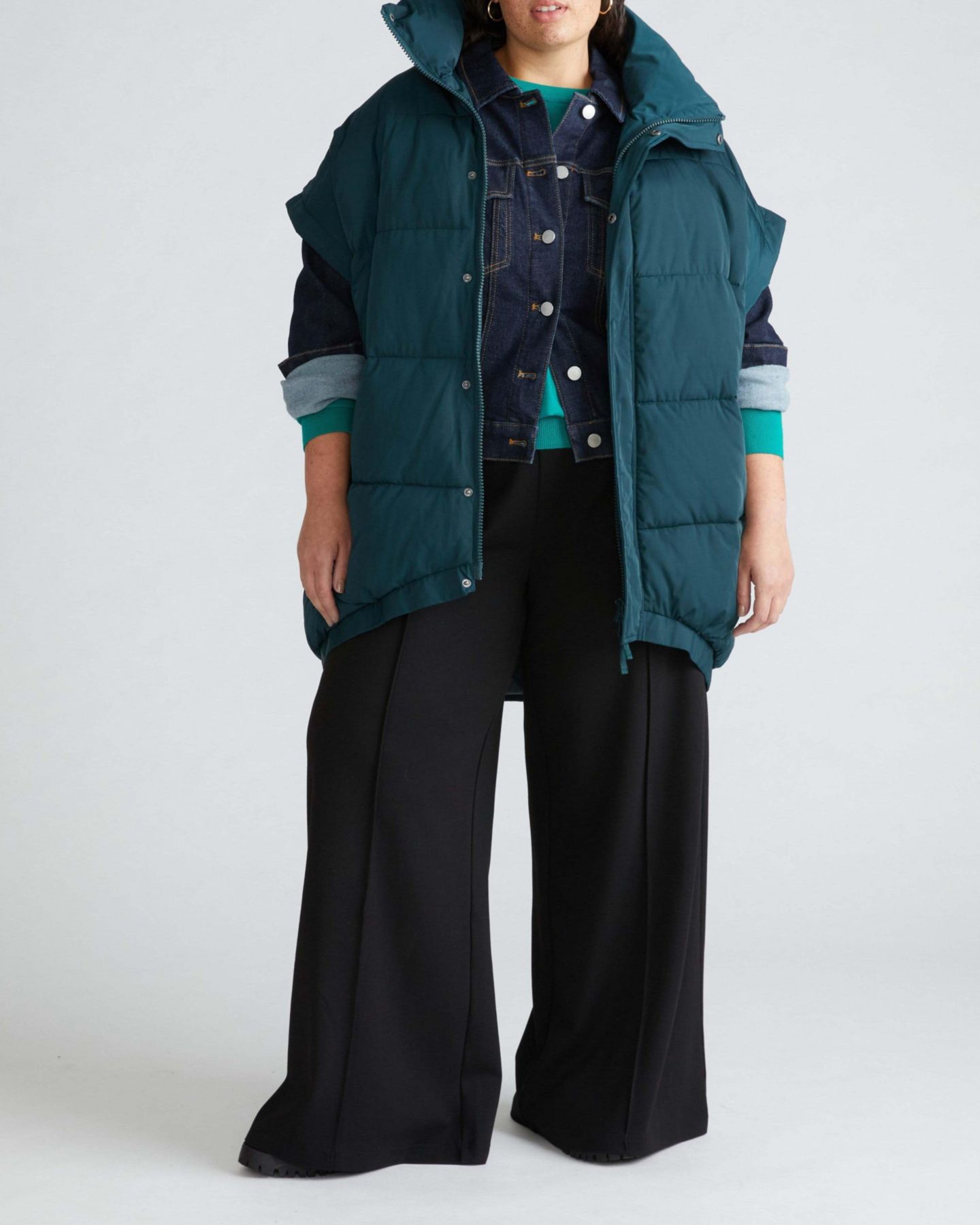 Женские брюки Universal Standard Plus Size Pam Pintuck Wide Leg Ponte, цвет: Чёрный — фото 3
