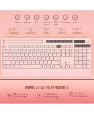 Wireless Keyboard and Mouse Combo - Full-Size Quiet Keyboard with Rest, Multimedia Keys, Power Switch, Compatible with OS, PC, Laptop