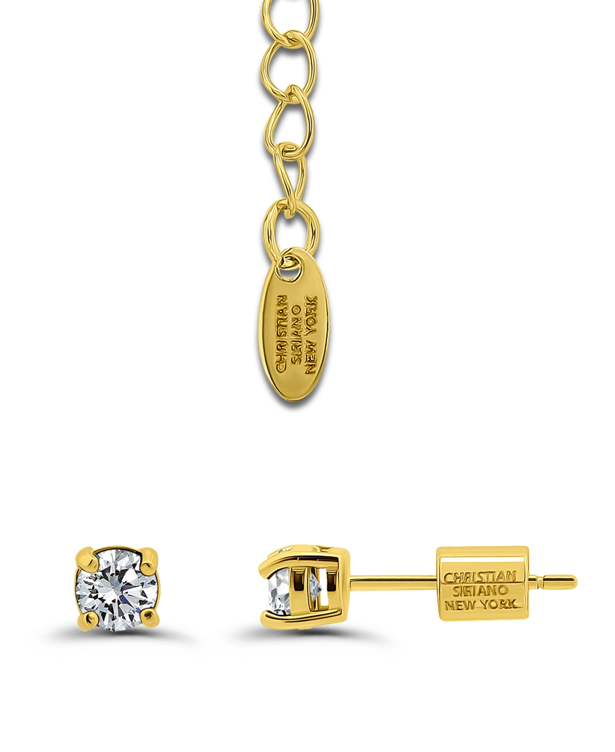 Christian Siriano New York Gold Plated Cubic Zirconia Halo Pendant Necklace And Earrings Set In Gold