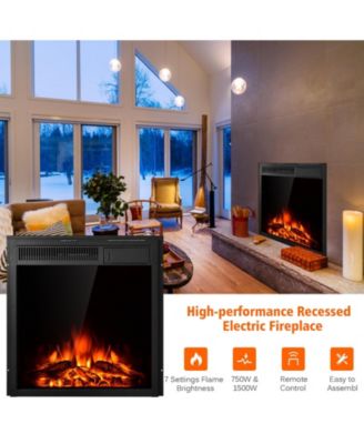 22.5 Inch Electric Fireplace Insert Freestanding and Recessed Heater