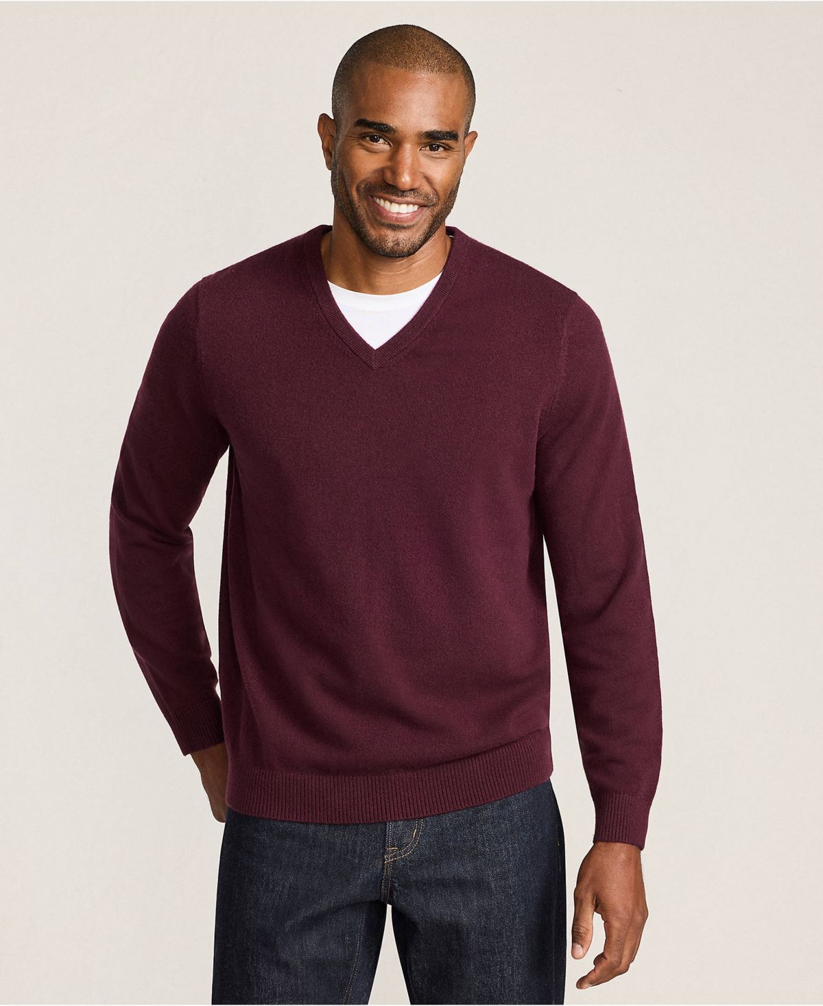 Мужской тонкий кашемировый свитер с V-образным вырезом