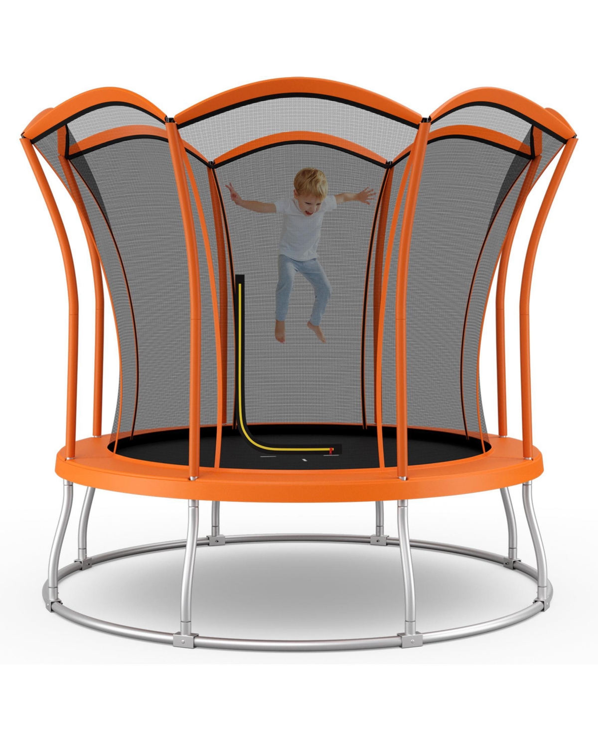 Sugift 10 Feet Unique Flower Shape Trampoline with Galvanized Steel Frame-Orange