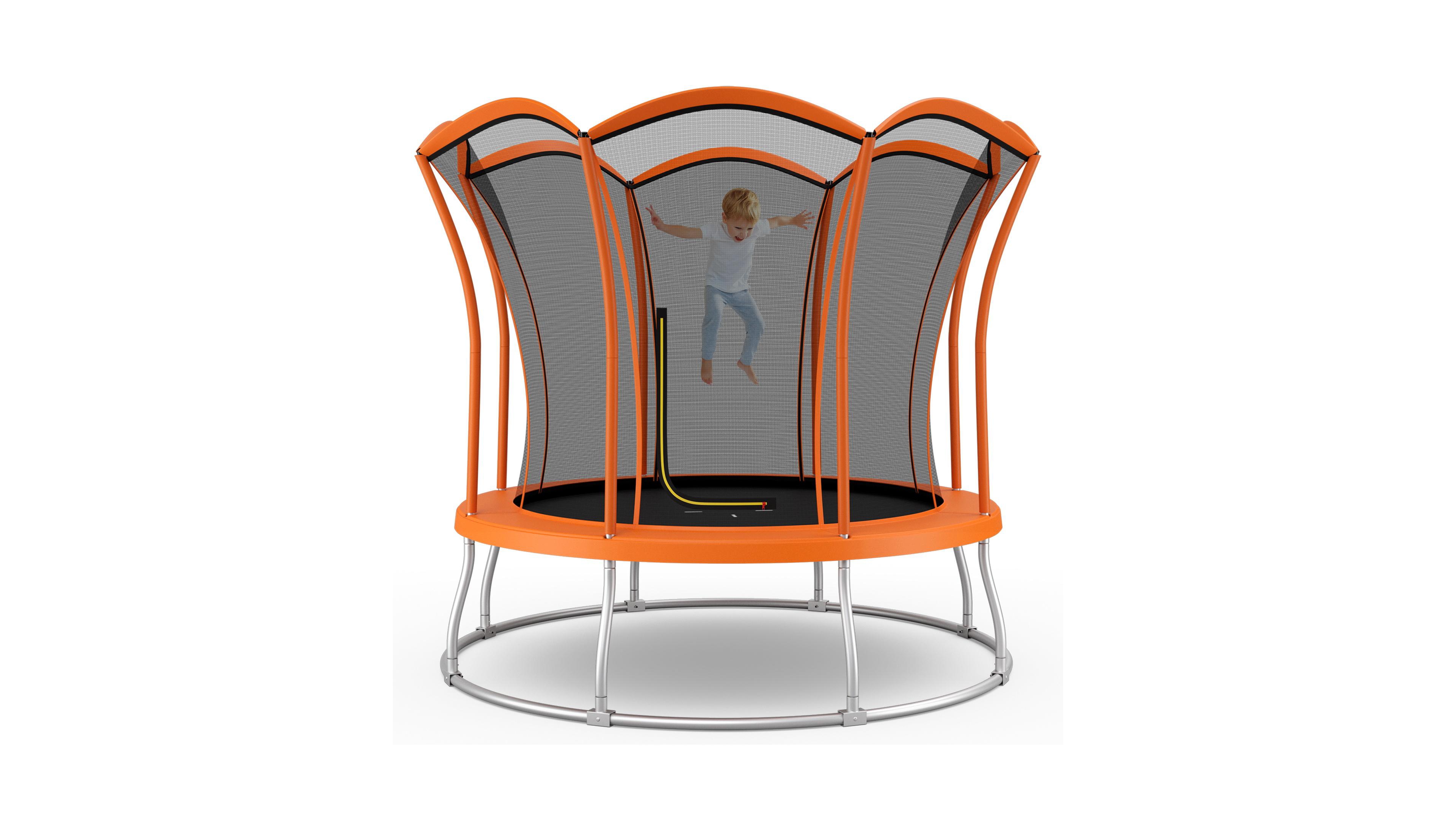 Sugift 10 Feet Unique Flower Shape Trampoline with Galvanized Steel Frame-Orange