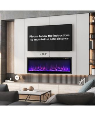 50 Inches Electric Fireplace in-Wall Recessed with Remote Control and Adjustable Color and Brightness