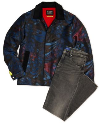 Men's Printed Long-Sleeve Jacket paired with Straight Leg Slim-Fit Jeans