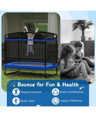 6 FT Kids Trampoline with Swing and Horizontal Bar Small Rectangle Trampoline