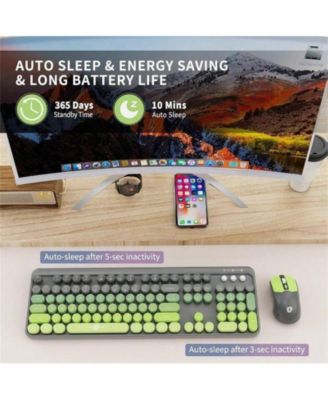 Wireless Keyboard and Mouse Combo – 2.4GHz Cordless, Quiet Slim Set with Cute Round Keys for Laptop, Computer, TV