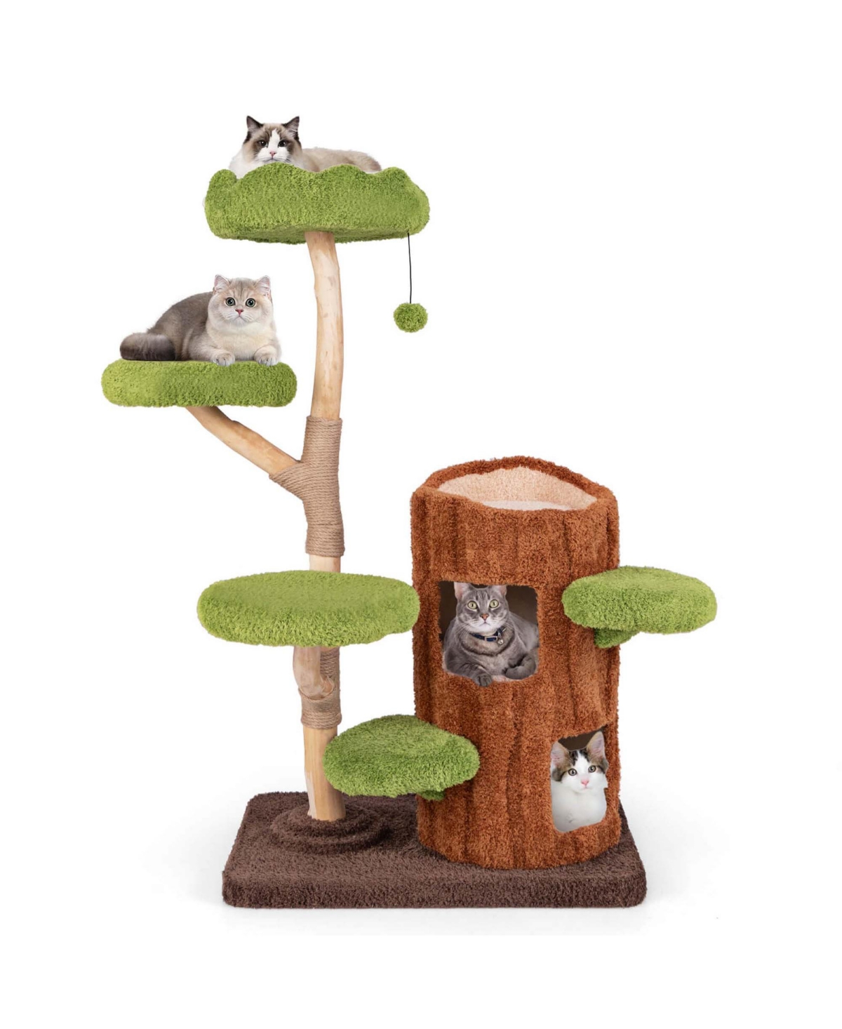 Costway Multi-level Cat Tree with Double Decker Cat House Scratching Posts & Sisal Panel