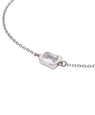 Cubic Zirconia Molten Glass Solitaire Bracelet (also in Silver-Tone)