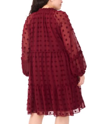 Plus Size Clip Chiffon Babydoll Short Dress