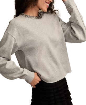 Women's Jeweled Crew Neck Sweatshirt