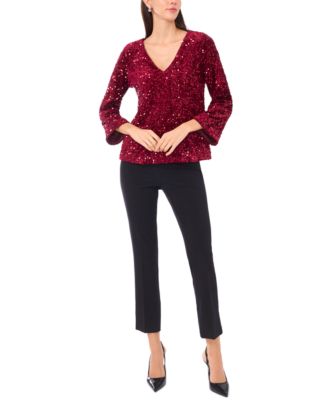 Women's Velvet V-Neck Top