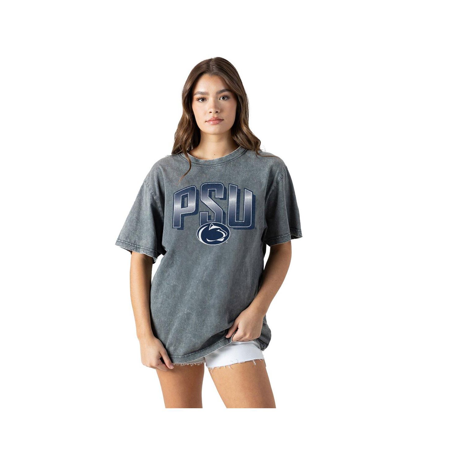 Women's Gray Penn State Nittany Lions Snow Washed Relaxed Fit Classic T-Shirt