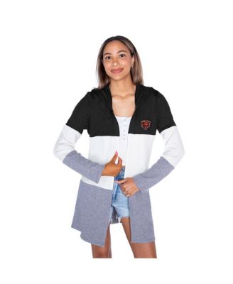 Women's Black Chicago Bears Tri-Blend Color Block Lightweight Cardigan
