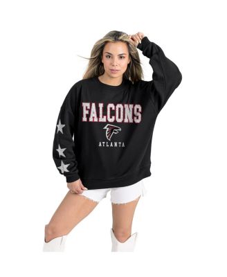 Women's Black Atlanta Falcons Velocity Relaxed Rhinestone Pullover Sweatshirt