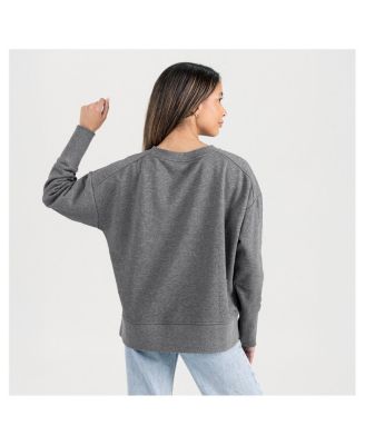 Women's Gray Purdue Boilermakers French Terry V-Neck Pullover Sweatshirt