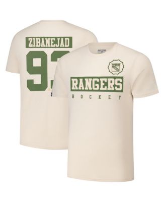 LevelWear - Men's Mika Zibanejad Khaki New York Rangers 2024 NHL Military Appreciation Richmond Delta Player Name Number T-Shirt