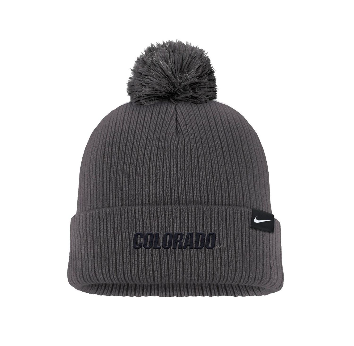 Men's Charcoal Colorado Buffaloes Tonal Peak Cuffed Knit with Pom Hat