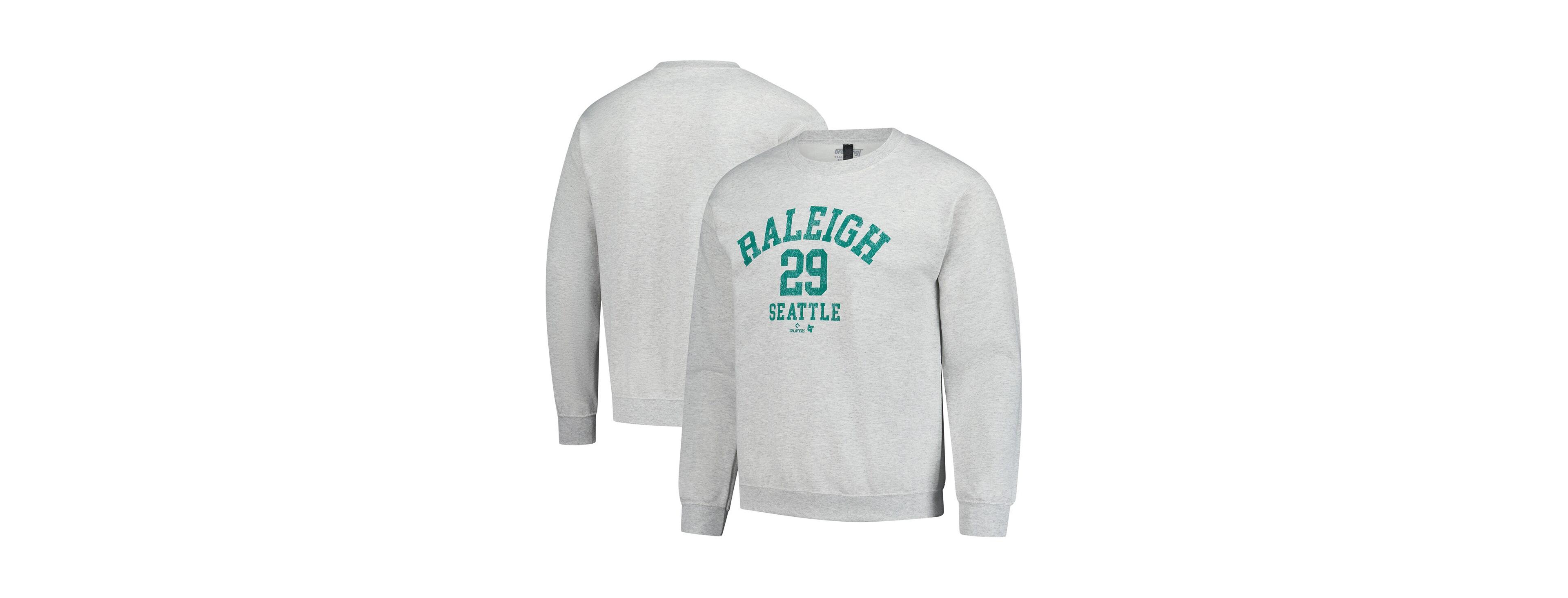 BreakingT Men's and Women's Cal Raleigh Heather Gray Mlbpa Player Name Number Sweatshirt