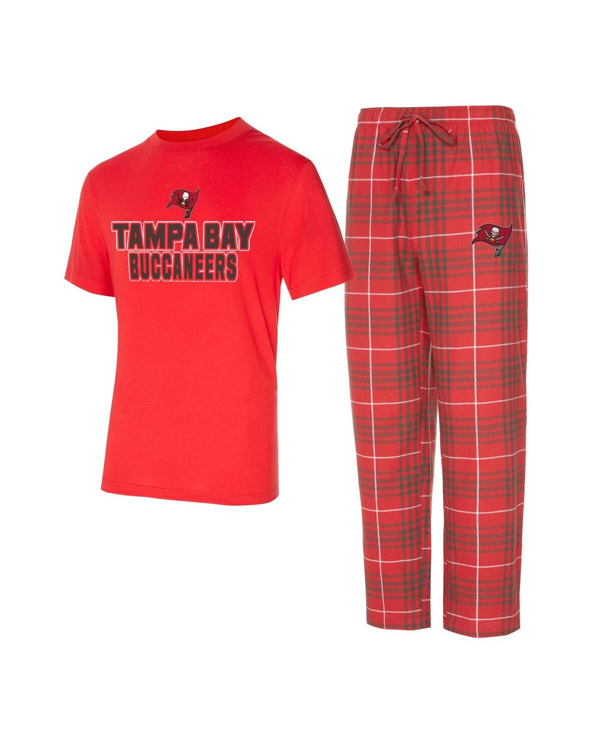 Concepts Sport Men's 2-piece Red/pewter Tampa Bay Buccaneers Vector Top And Flannel Pants Sleep Set In Red