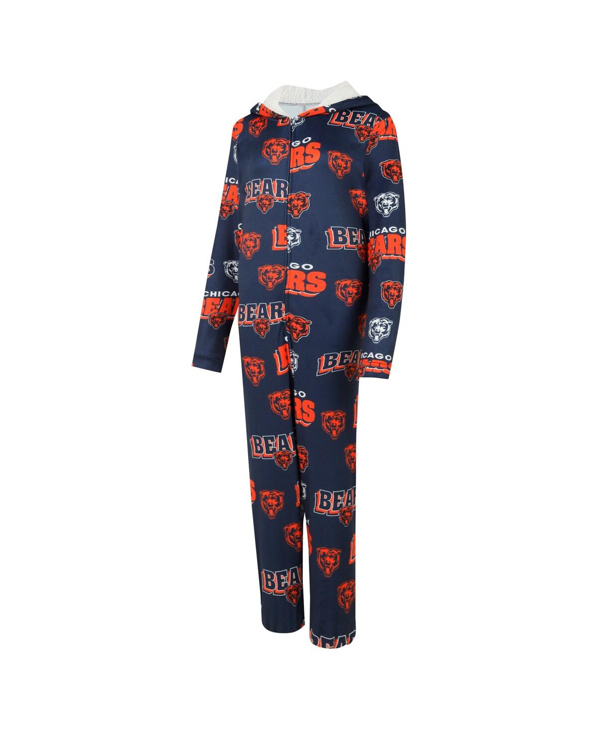 Concepts Sport Women's Navy Chicago Bears Roadway Allover Print Microfleece Full-zip Union Suit In Multi