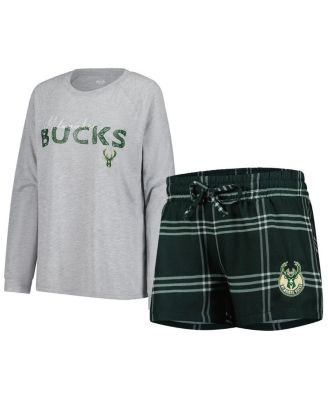 Concepts Sport - Women's 2-Piece Milwaukee Bucks Petition Long Sleeve Top and Shorts Set
