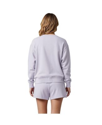 Women's 2-Piece Light Purple LSU Tigers Elevation Tri-Blend Long Sleeve Top Short Set