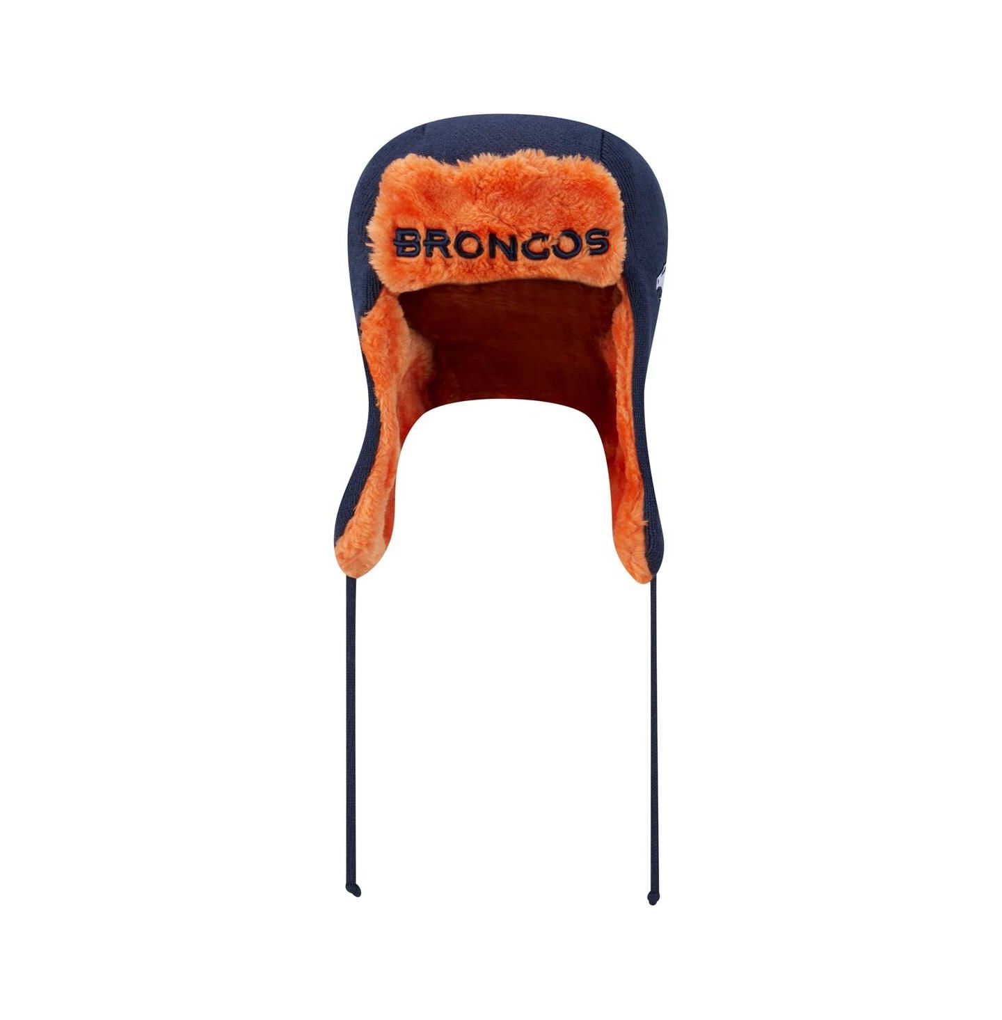 Мужская шапка New Era Navy Denver Broncos Helmet Head Trapper Knit Hat — фото 2