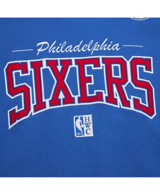 Men's Royal Philadelphia 76ers Hardwood Classics There Back 2.0 Vintage Pullover Sweatshirt