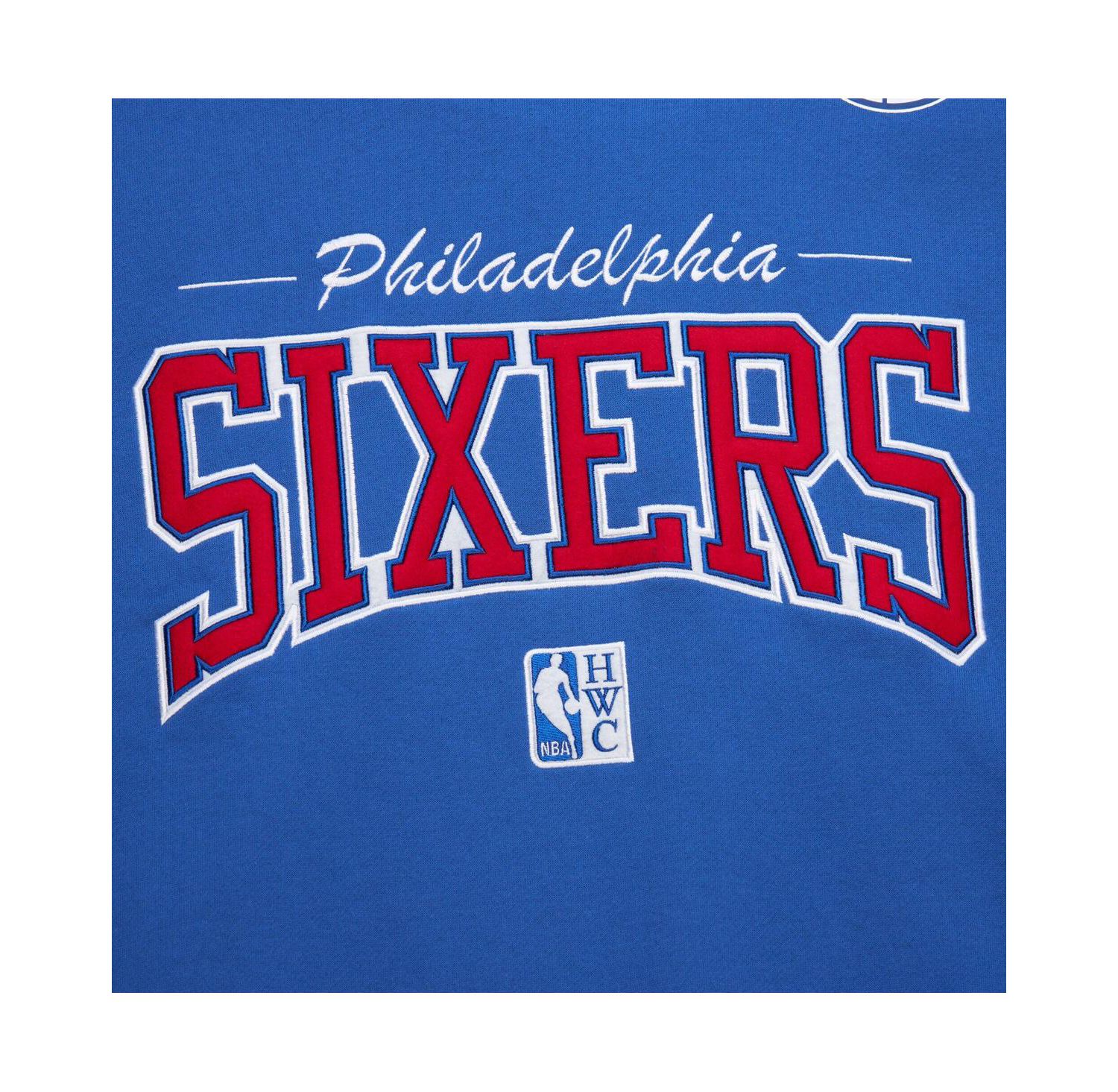 Men's Royal Philadelphia 76ers Hardwood Classics There Back 2.0 Vintage Pullover Sweatshirt