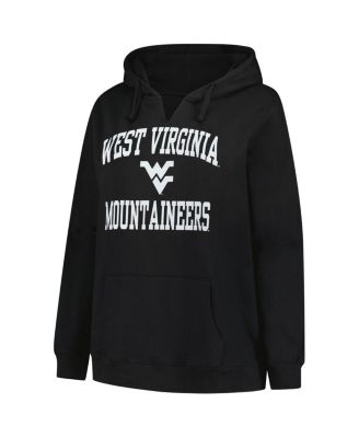 Women's Black West Virginia Mountaineers Plus Size Heart Soul Notch Neck Pullover Hoodie