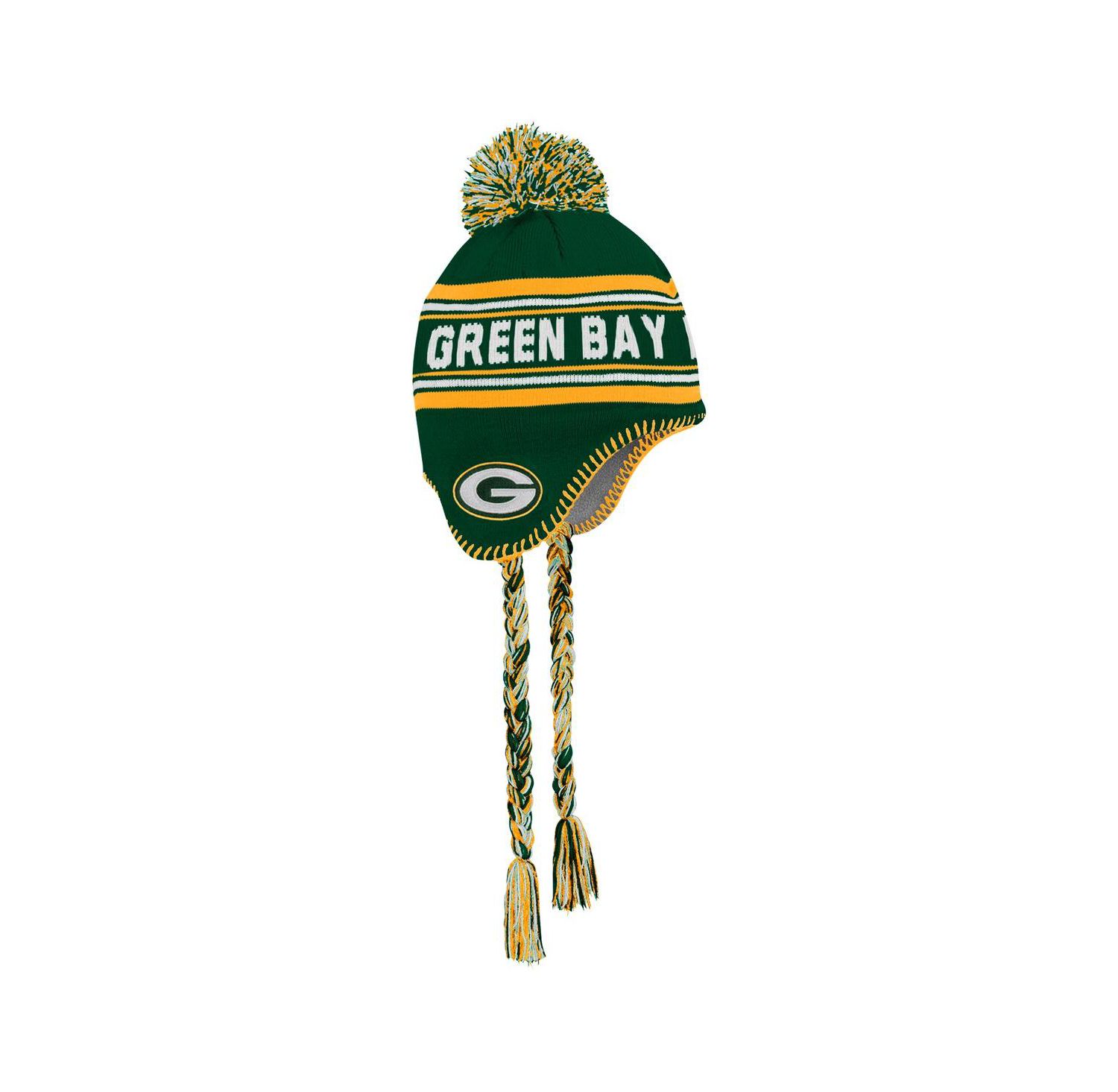 Big Boys and Girls Green Bay Packers Jacquard Tassel Knit with Pom Hat