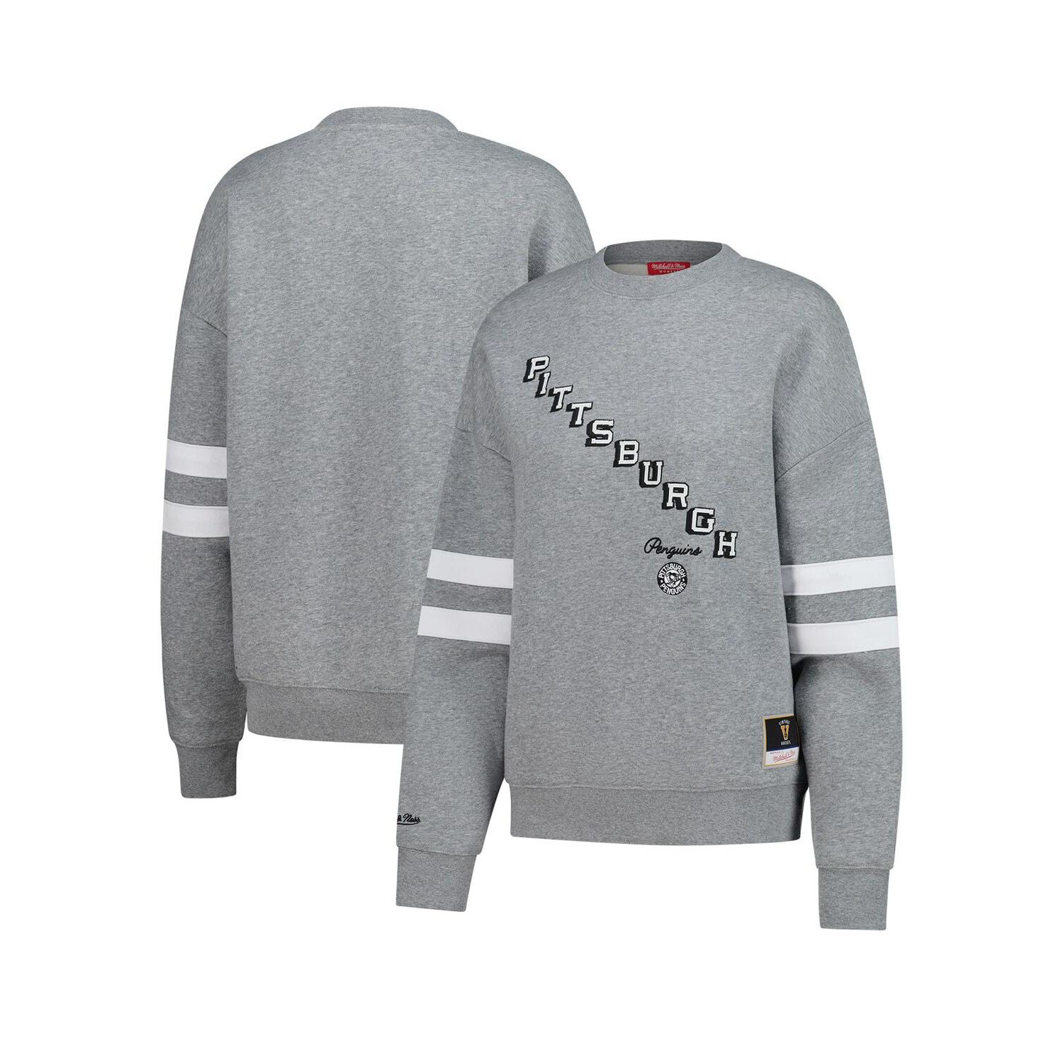 Women's Heather Gray Pittsburgh Penguins Logo Lightweight Pullover Sweatshirt