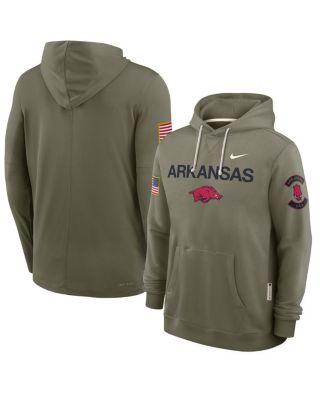 Nike - Men's Olive Arkansas Razorbacks 2025 Military Appreciation Dri-FIT Hoodie