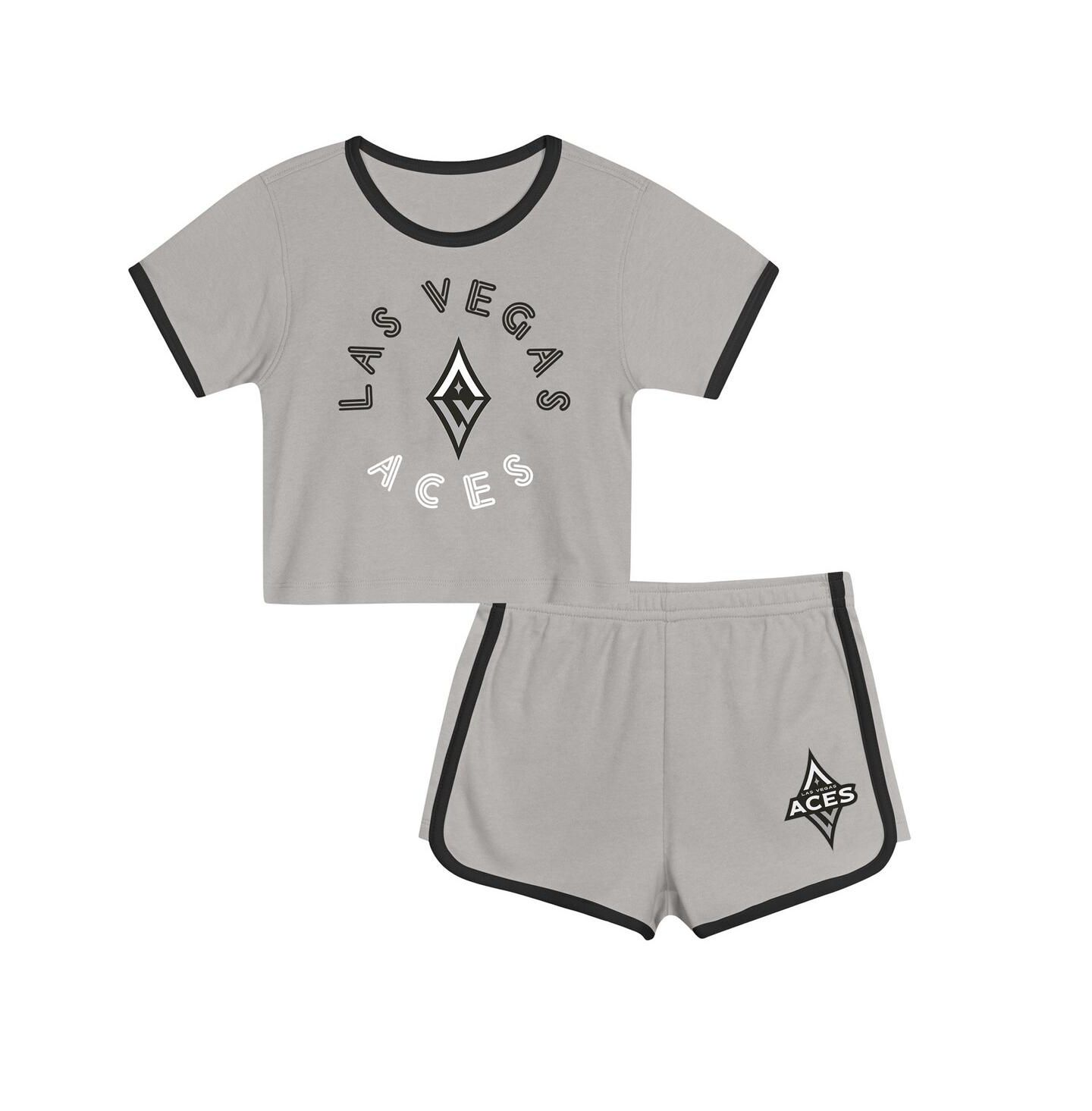 Детский комплект Outerstuff Toddler 2-Piece Gray Las Vegas Aces Double Run T-Shirt and Shorts Set — фото 1