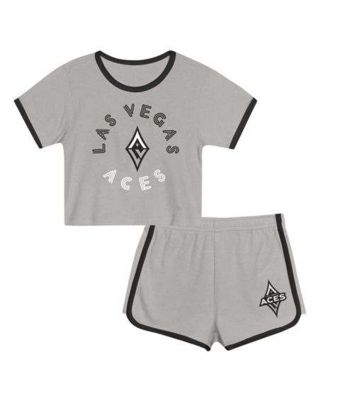 Детский комплект Outerstuff Toddler 2-Piece Gray Las Vegas Aces Double Run T-Shirt and Shorts Set