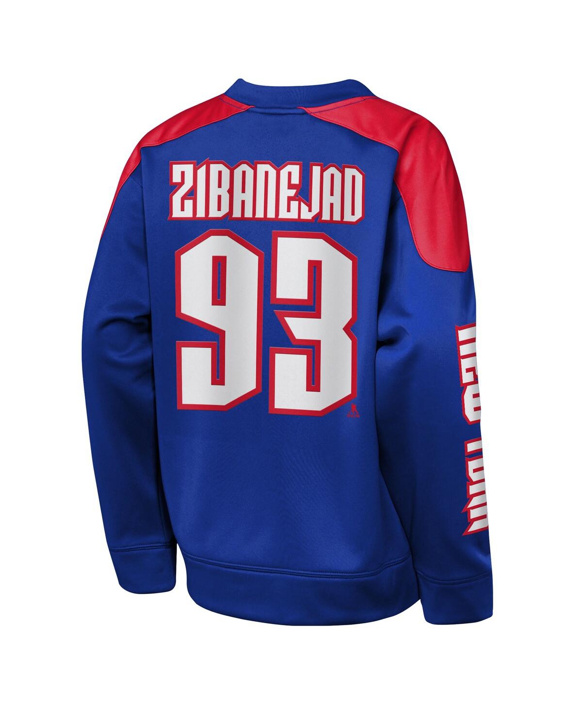 Outerstuff Big Boys And Girls Mika Zibanejad Blue New York Rangers Best Defense Name Number Crewneck Sweatshirt In Blue
