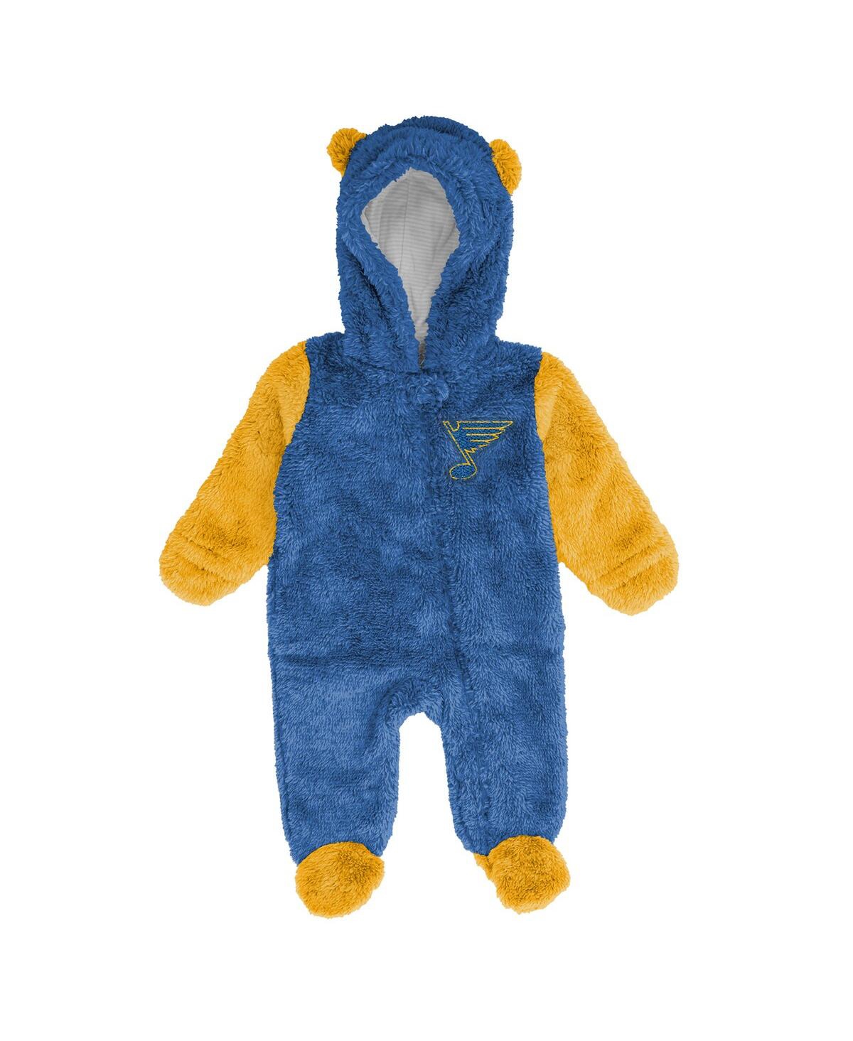 Outerstuff Newborn Blue St. Louis Blues Stay Napping Fleece Bunting Full-zip Hooded Sleeper In Blue
