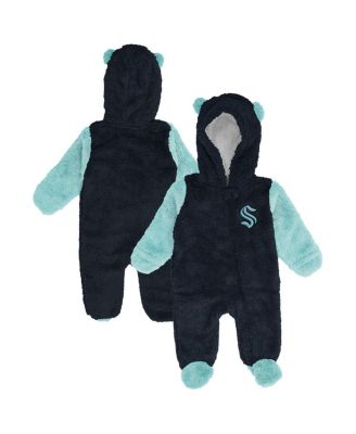 Outerstuff - Newborn Navy Seattle Kraken Stay Napping Fleece Bunting Full-Zip Hooded Sleeper