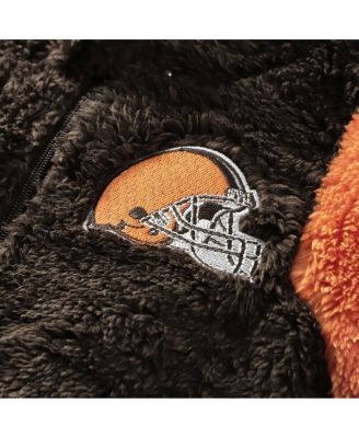 Baby Boys and Girls Brown Cleveland Browns Stay Napping Fleece Bunting Full-Zip Sleeper
