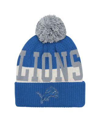 Outerstuff - Big Boys and Girls Blue Detroit Lions Modern Fan Cuffed Knit with Pom Hat