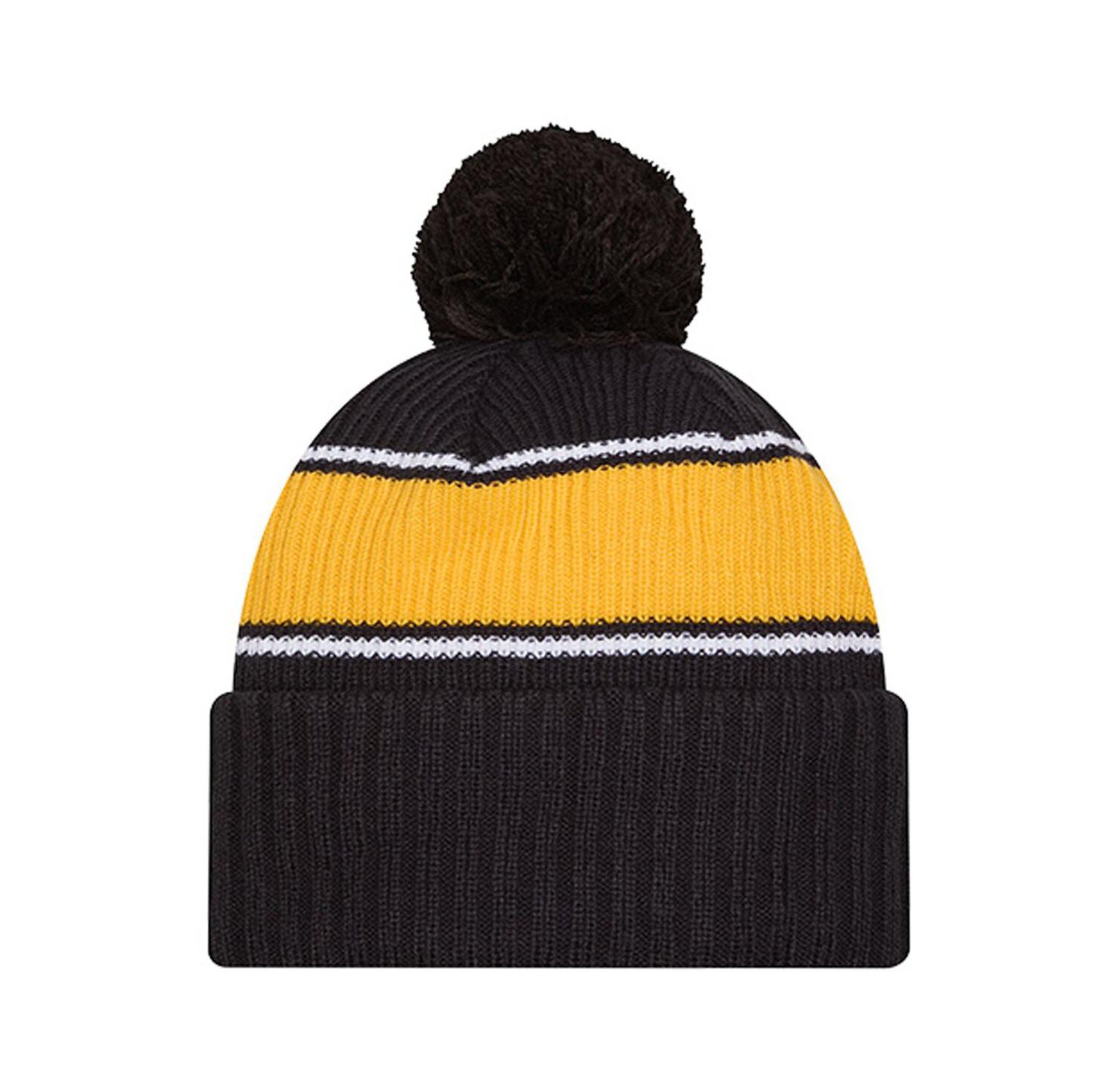 Men's Black West Virginia Mountaineers Bold Cuffed Knit with Pom Hat