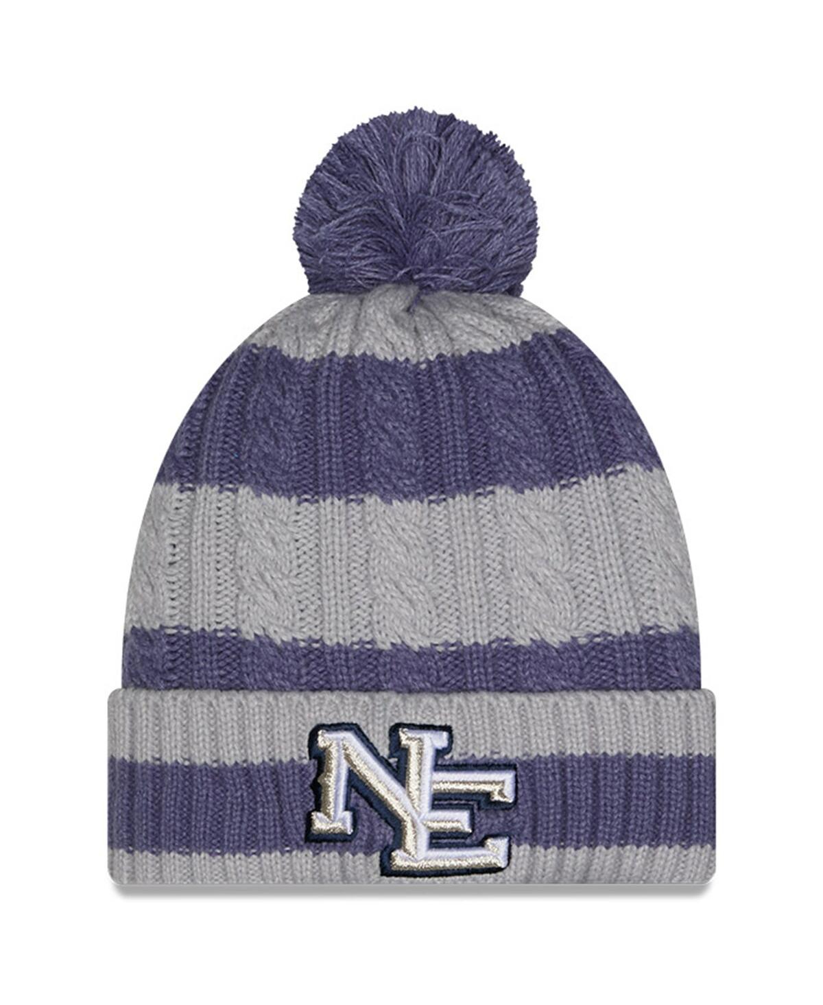 New Era Women'sâ Meadow Blue New England Patriots 2025 Rivalries Collection Braided Cuffed Knit With Pom Hat In Blue