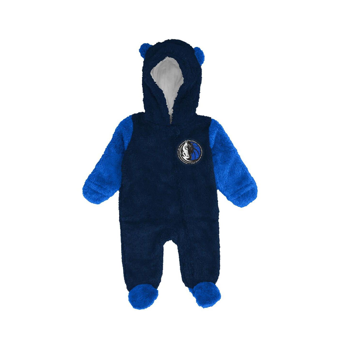 Outerstuff Newborn Navy Dallas Mavericks Stay Napping Fleece Bunting Full-Zip Hooded Sleeper — фото 2